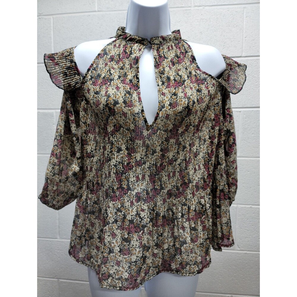 Zara Basic Womens Shirt 3/4 Sleeve Cold Shoulder Medium